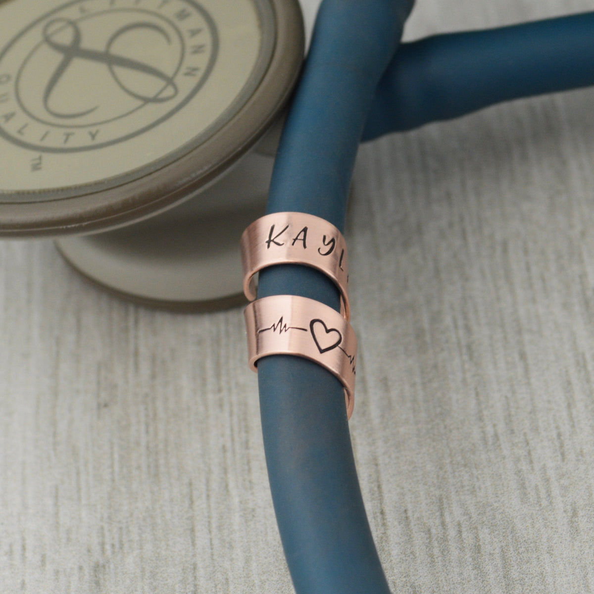 Custom Stethoscope ID Charm • Heartbeat Name Tag • Nurse RN Doctor Midwife Gift • Veterinarian Gift •  Stethoscope Accessories