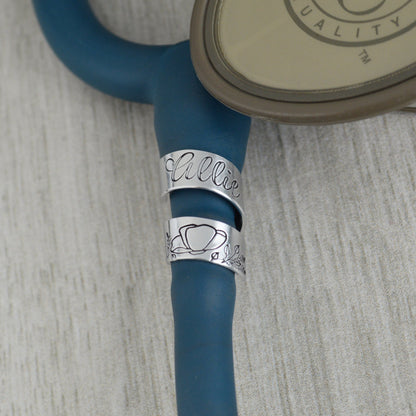 Custom Stethoscope ID Charm • Poppy Bloom Name Tag • Nurse RN Doctor Midwife Gift • Veterinarian Gift •  Stethoscope Accessories