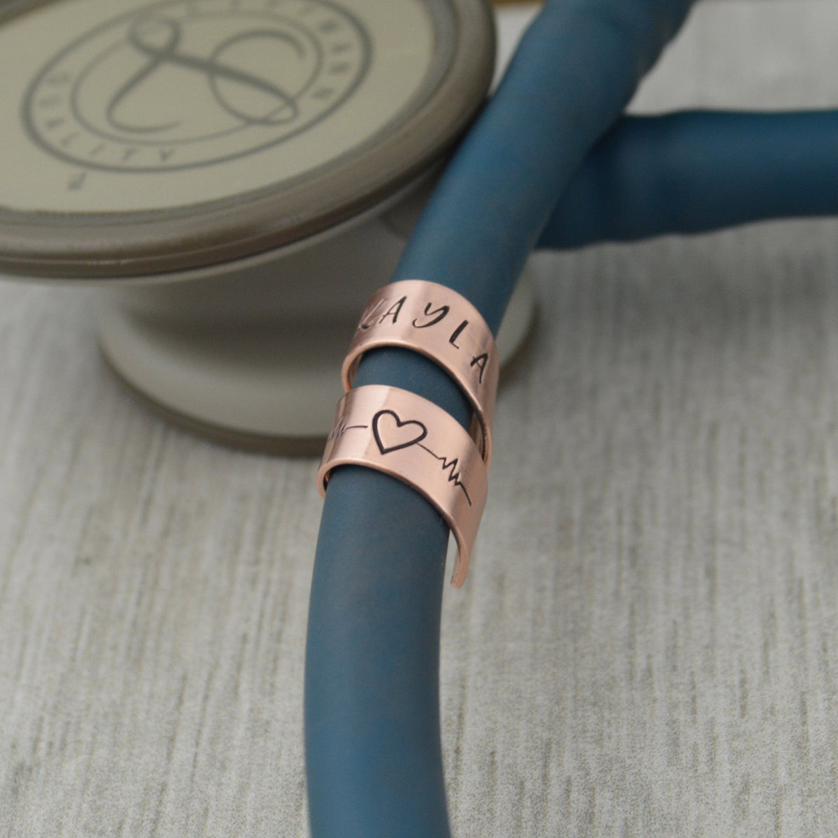Custom Stethoscope ID Charm • Heartbeat Name Tag • Nurse RN Doctor Midwife Gift • Veterinarian Gift •  Stethoscope Accessories
