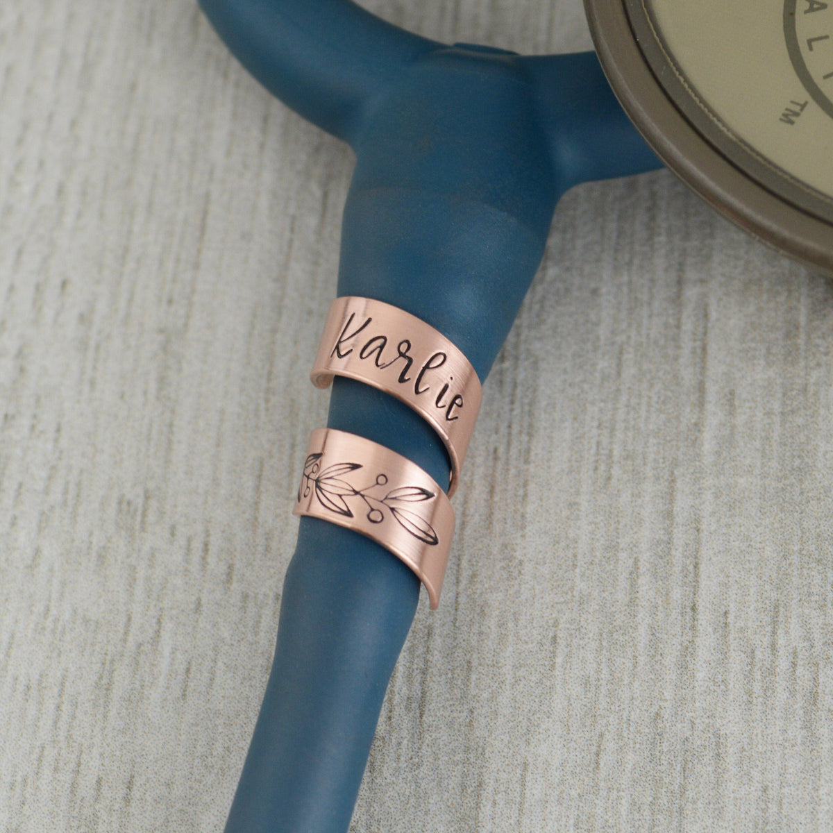 Custom Stethoscope ID Charm • Berry Branch Name Tag • Nurse RN Doctor Midwife Gift • Veterinarian Gift •  Stethoscope Accessories