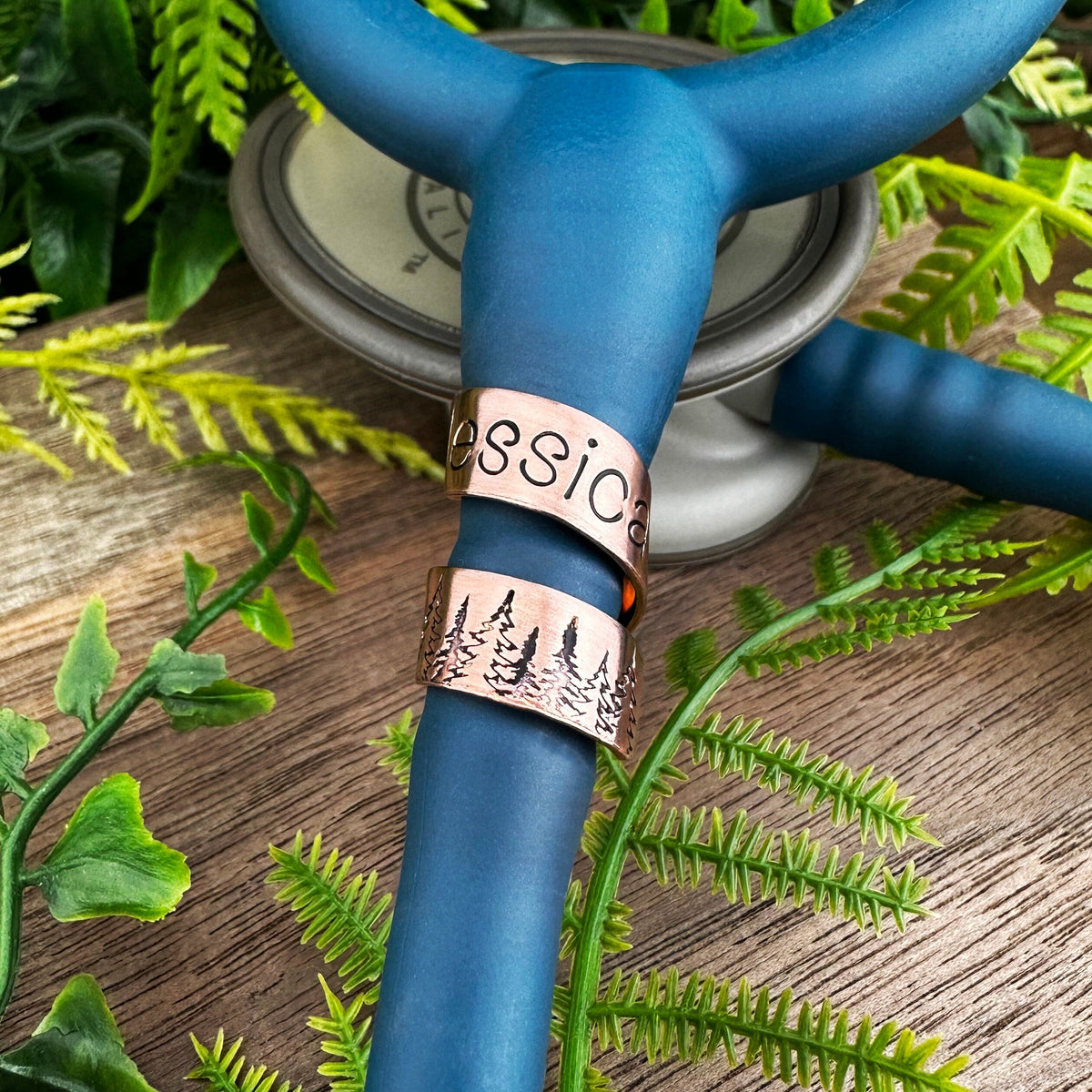 Custom Stethoscope ID Charm • Forest Name Tag • Nurse RN Doctor Midwife Gift • Veterinarian Gift •  Stethoscope Accessories