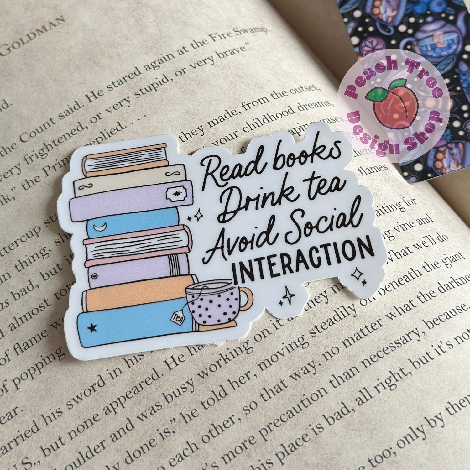 Tea and Books Sticker, Introverted Reader Sticker