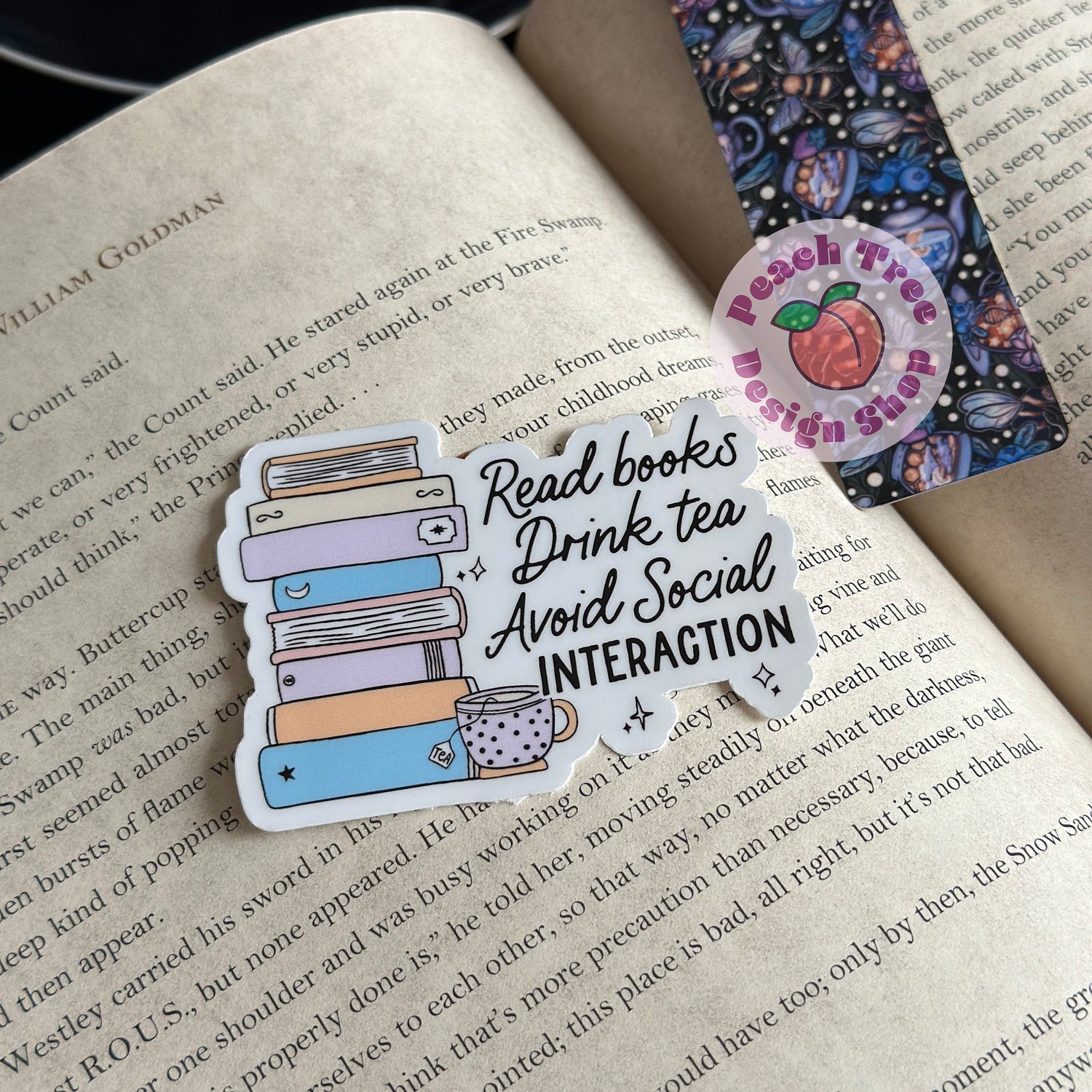 Tea and Books Sticker, Introverted Reader Sticker
