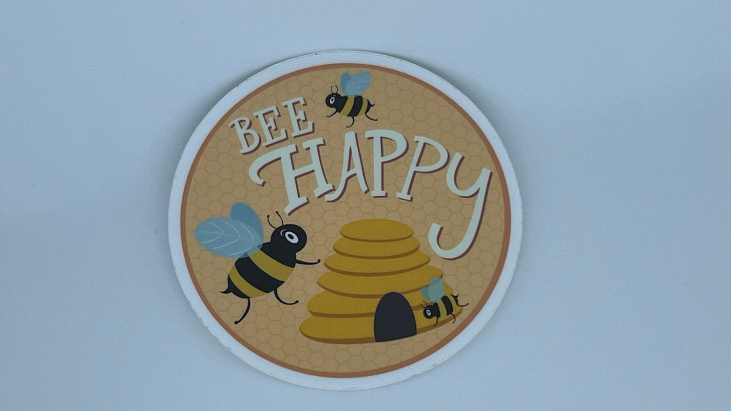 Bee Happy Vinyl Sticker | Original Bee Artwork for Laptops, Water Bottles