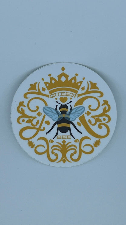 Queen Bee Sticker | Vintage Crown Illustration, Waterproof Vinyl Decal