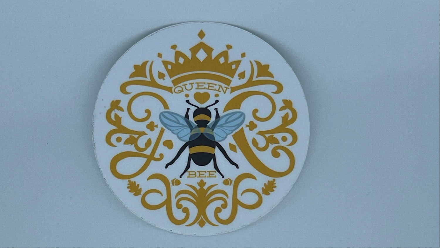 Queen Bee Sticker | Vintage Crown Illustration, Waterproof Vinyl Decal
