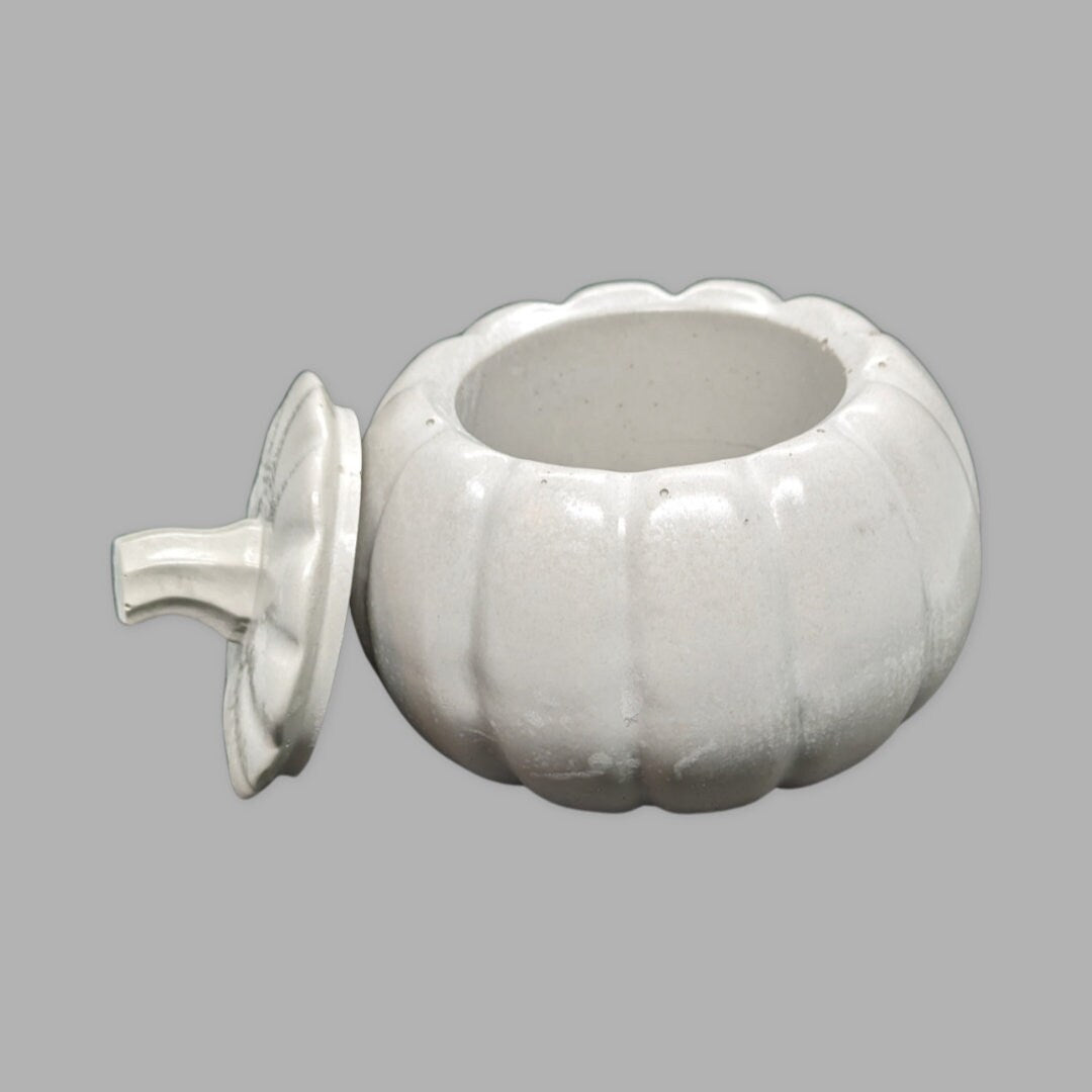 Concrete Pumpkin Jar with Lid | Halloween Candy Dish | Modern Fall Candle Vessel | Cement Pumpkin Trinket Box | Autumn Jewelry Storage