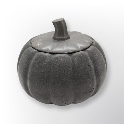 Concrete Pumpkin Jar with Lid | Halloween Candy Dish | Modern Fall Candle Vessel | Cement Pumpkin Trinket Box | Autumn Jewelry Storage