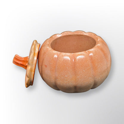 Concrete Pumpkin Jar with Lid | Halloween Candy Dish | Modern Fall Candle Vessel | Cement Pumpkin Trinket Box | Autumn Jewelry Storage
