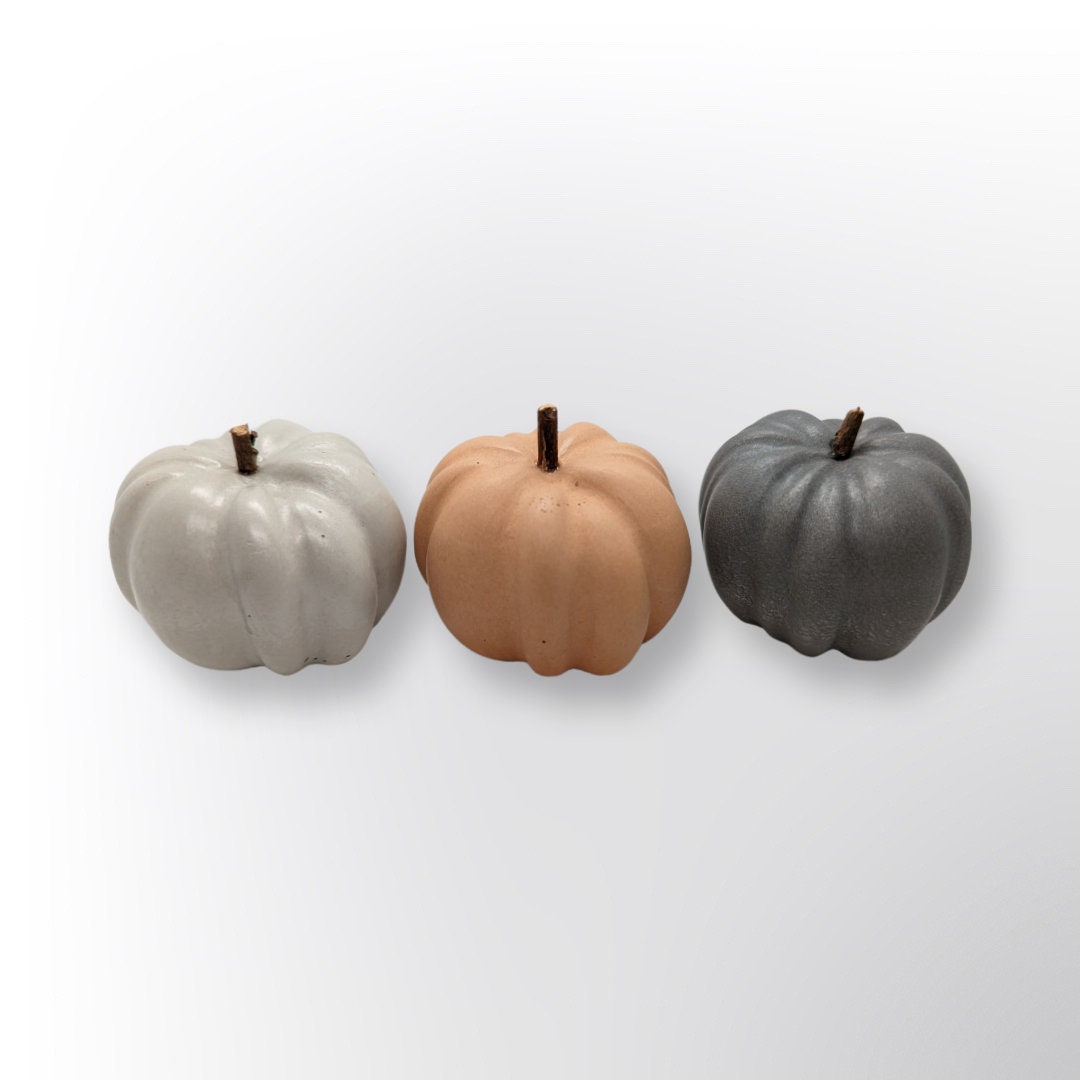 Concrete Pumpkin With Wooden Stem