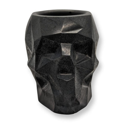 Small Skull Succulent Pot | Gray &amp; White Concrete Planter | Cactus Holder | Low Poly Skull Vase | Indoor Garden Decor | Gothic Plant Pot
