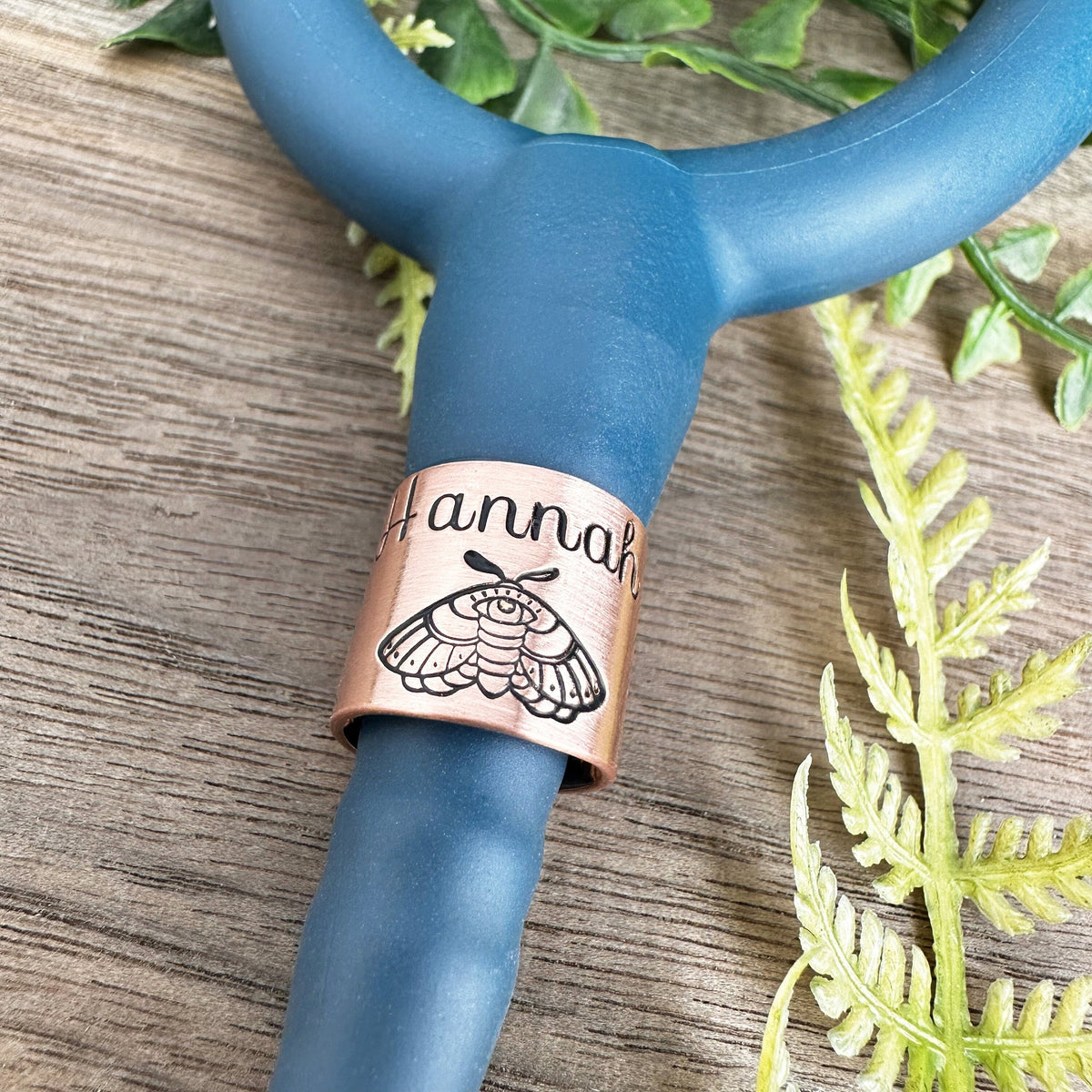 Custom Stethoscope ID Charm • Moth at Night Name Tag • Nurse RN Doctor Midwife Gift • Graduation Gift • Stethoscope Accessories