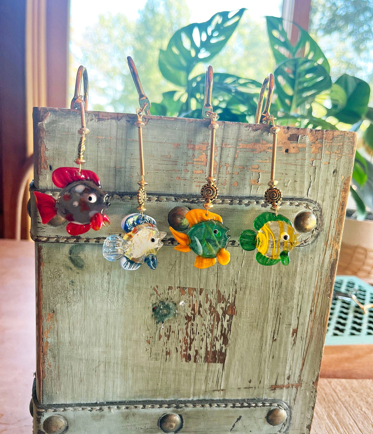Gold Metal Bookmark featuring a Glass Fish design, a fun aquatic page holder, perfect gift for aquarists and book lovers.