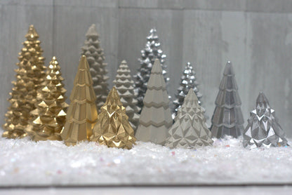 Concrete Christmas Tree Decor | Minimalist Modern Holiday Mantel Decor | Geometric Cement Trees | Neutral Industrial Tabletop Winter Decor