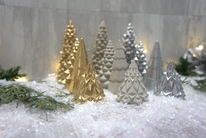 Concrete Christmas Tree Decor | Minimalist Modern Holiday Mantel Decor | Geometric Cement Trees | Neutral Industrial Tabletop Winter Decor