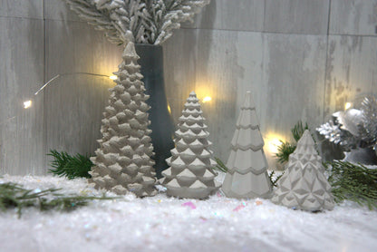 Concrete Christmas Tree Decor | Minimalist Modern Holiday Mantel Decor | Geometric Cement Trees | Neutral Industrial Tabletop Winter Decor