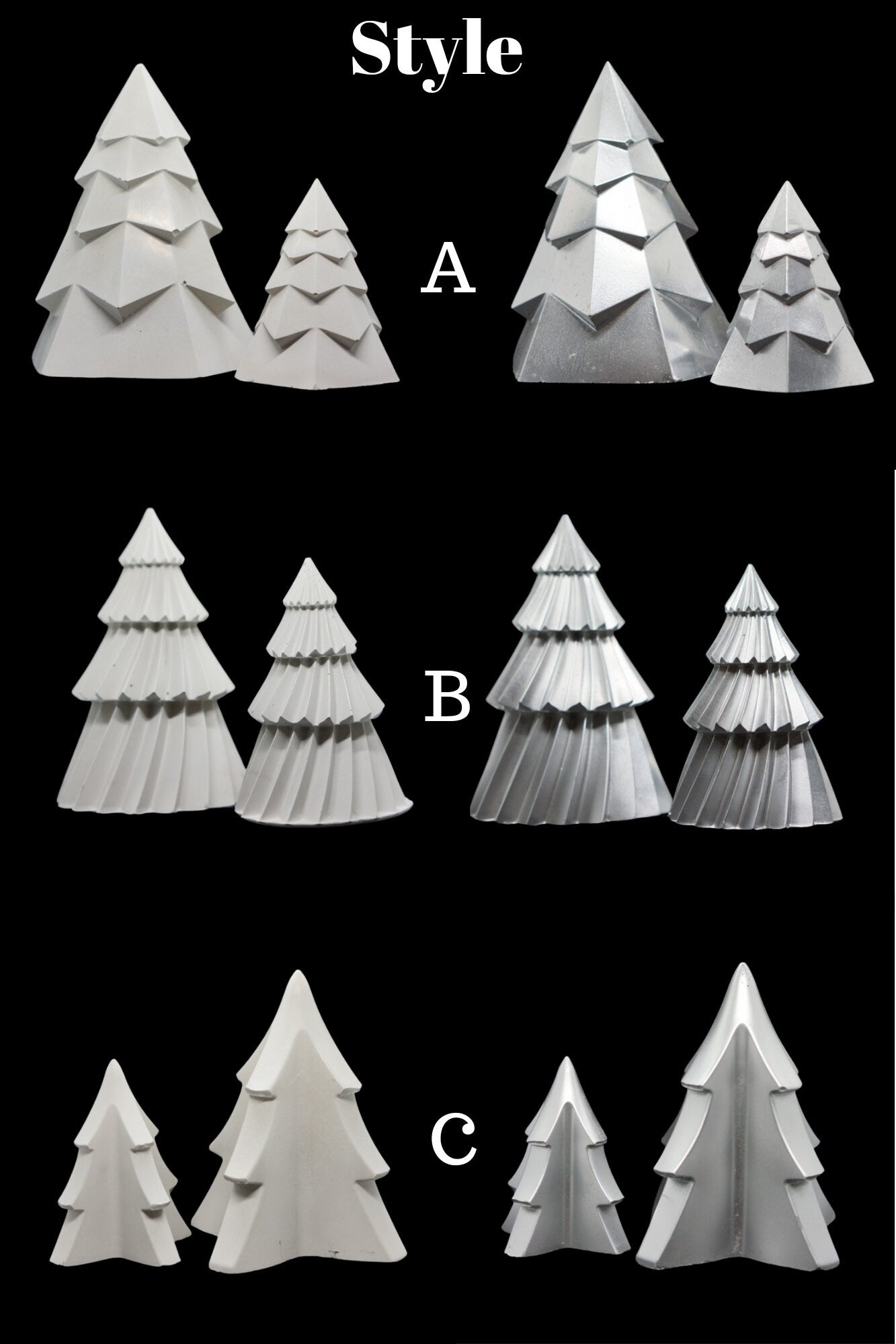 Handmade Concrete Christmas Trees- Set Of 2