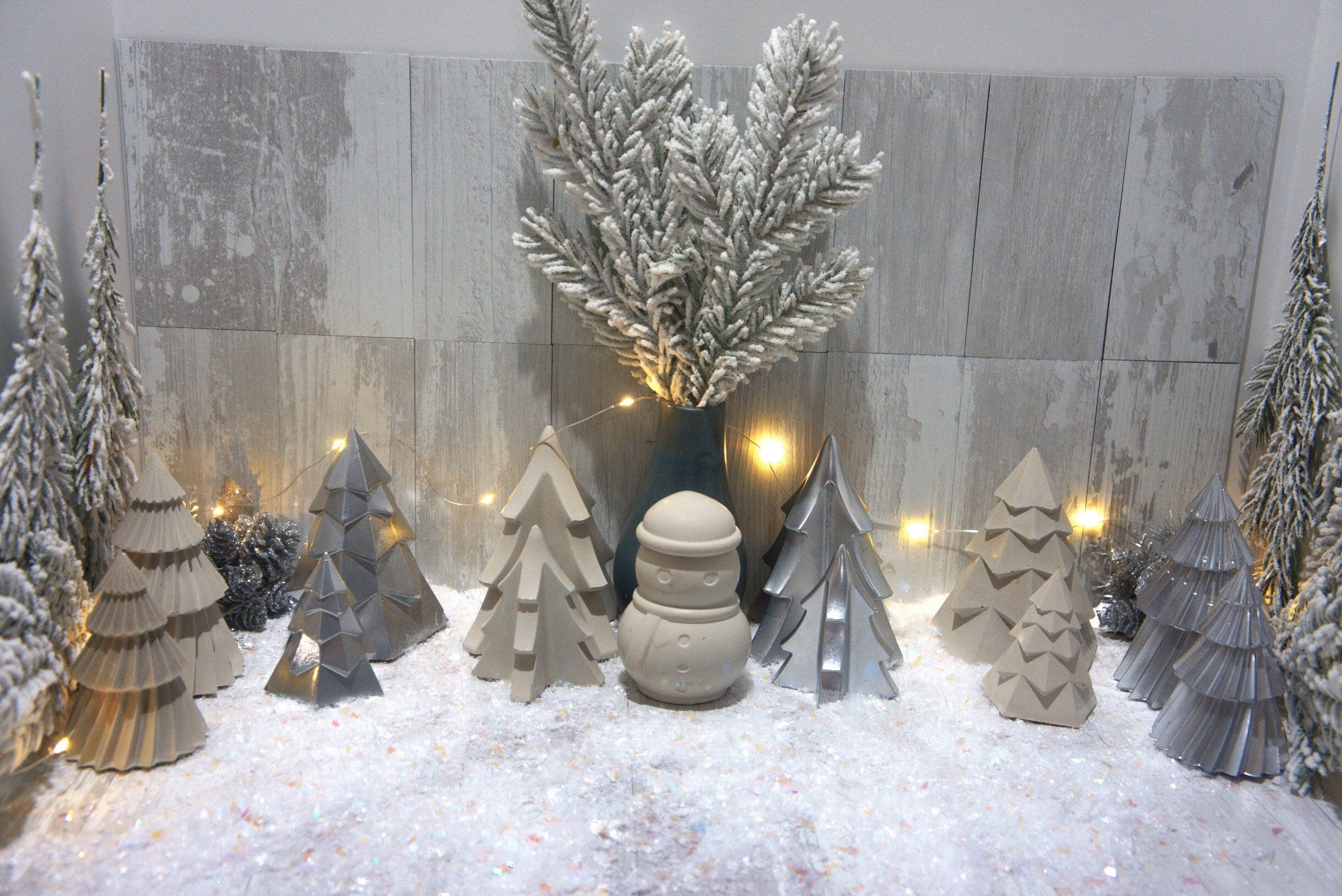 Handmade Concrete Christmas Trees- Set Of 2