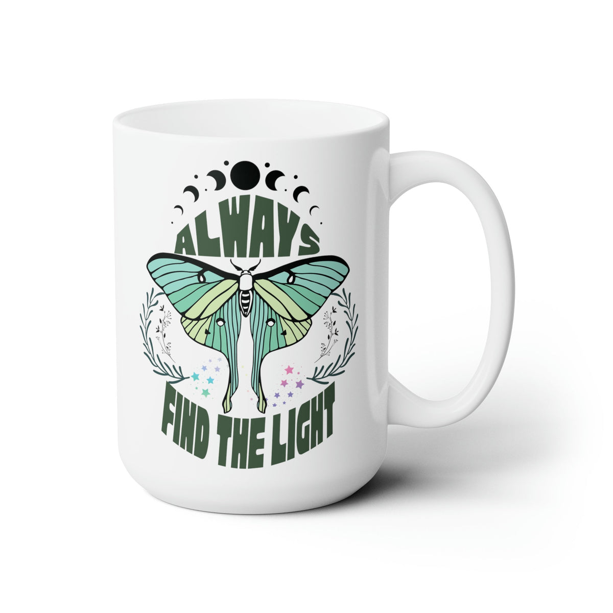 Luna moth mug, moon phases mug for gift, inspirational birthday gift for coworkers, whimsigoth gift for best friend, witchy