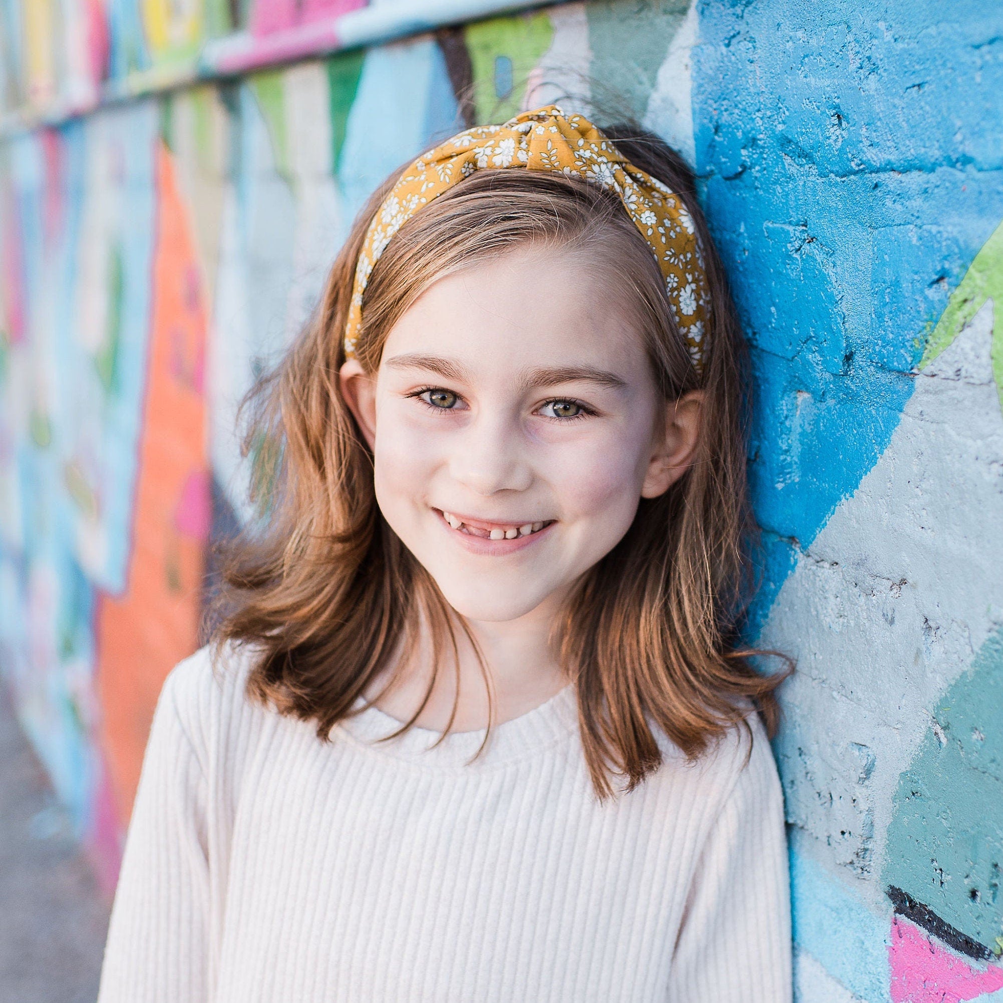 Liberty London Floral Knot Headband | Mustard Capel Fabric