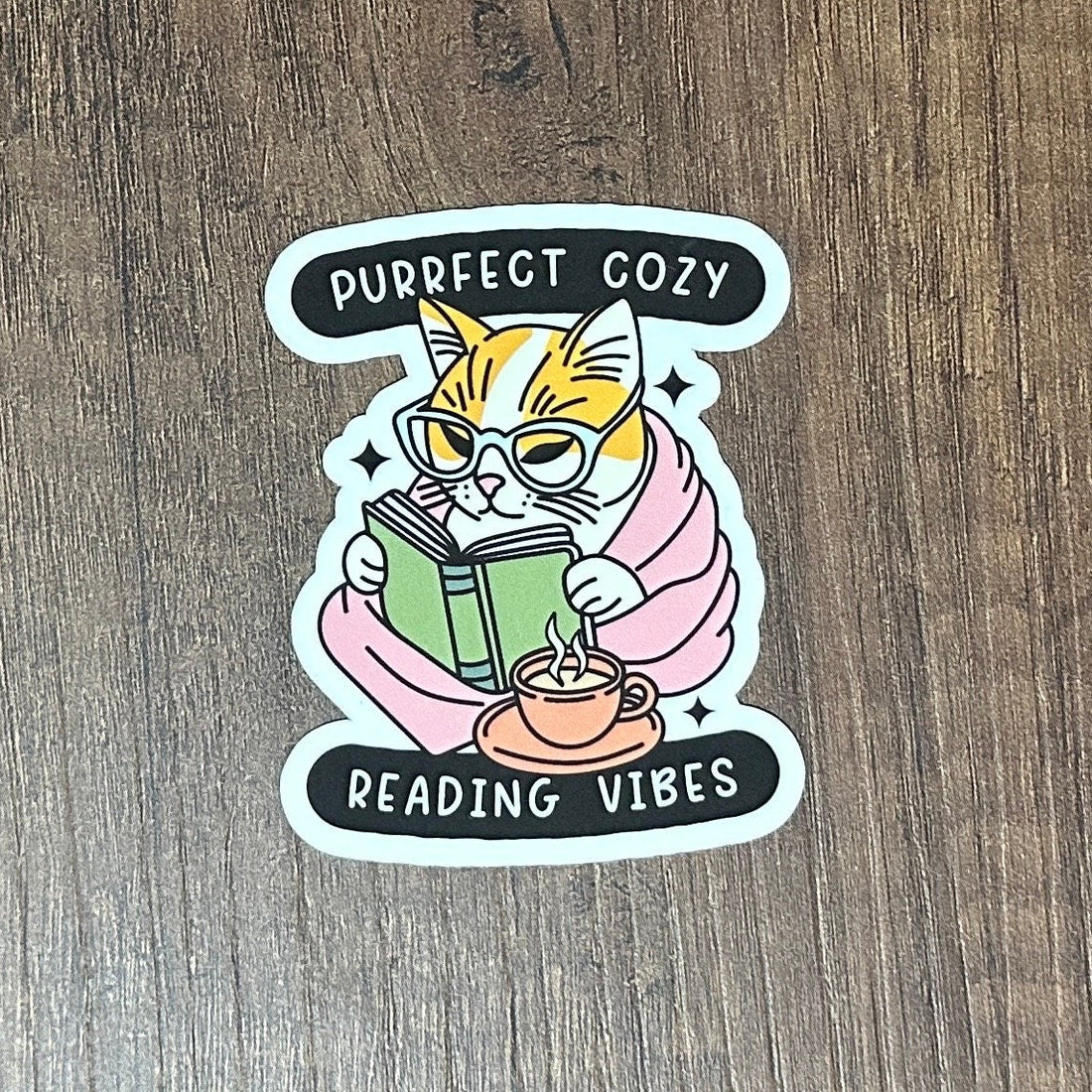 Cute Cat Book Sticker, Book Stickers, Reading Gifts, Cozy Cat Stickers