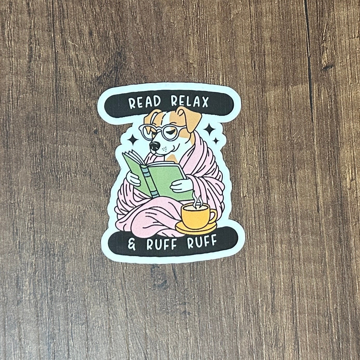 Cute Dog Stickers, Book Stickers, Reading Vibes, Cozy Dog Stickers