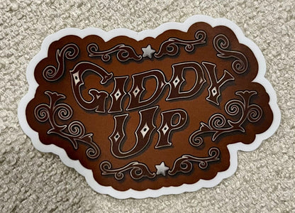 Giddy Up Western Sticker | Cowboy Vinyl Sticker | Western Art Sticker
