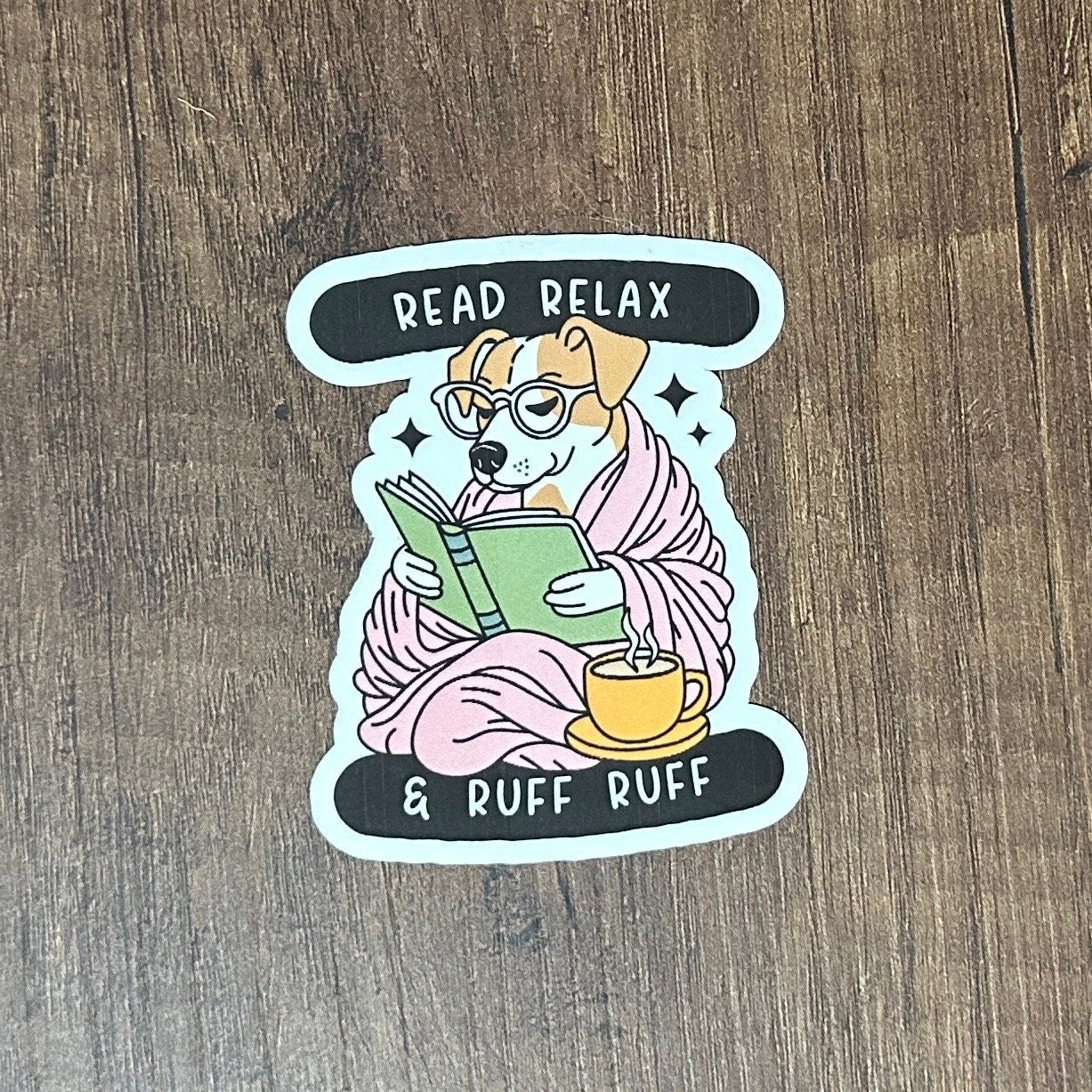 Cute Dog Stickers, Book Stickers, Reading Vibes, Cozy Dog Stickers