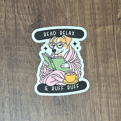 Cute Dog Stickers, Book Stickers, Reading Vibes, Cozy Dog Stickers