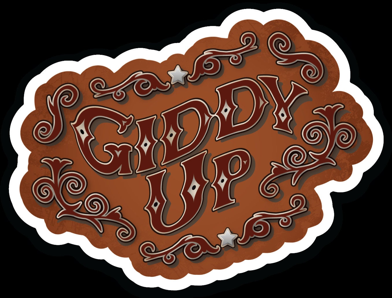 Giddy Up Western Sticker | Cowboy Vinyl Sticker | Western Art Sticker