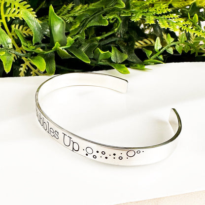 Bubbles Up Aluminum Brass or Copper Handstamped Cuff Bracelet • Musical Jewelry • Statement Jewelry