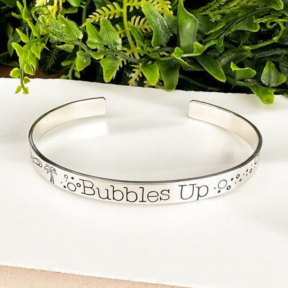 Bubbles Up Aluminum Brass or Copper Handstamped Cuff Bracelet • Musical Jewelry • Statement Jewelry