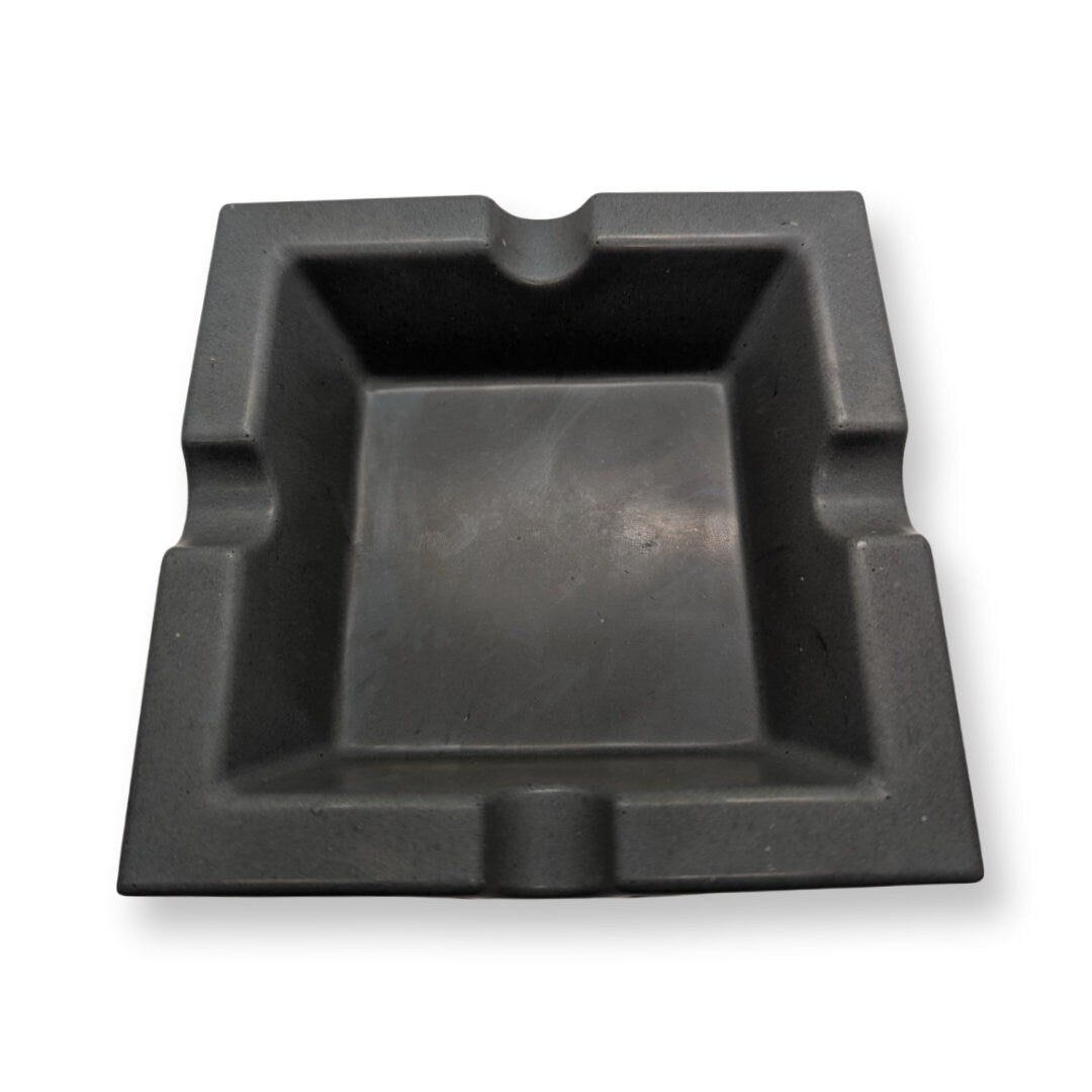 Square Concrete Cigar Ashtray | 4 Slot Cigar Rest | Large Outdoor Patio Ashtray | Modern Industrial Cement Holder | Heavy Duty Smoking Acces