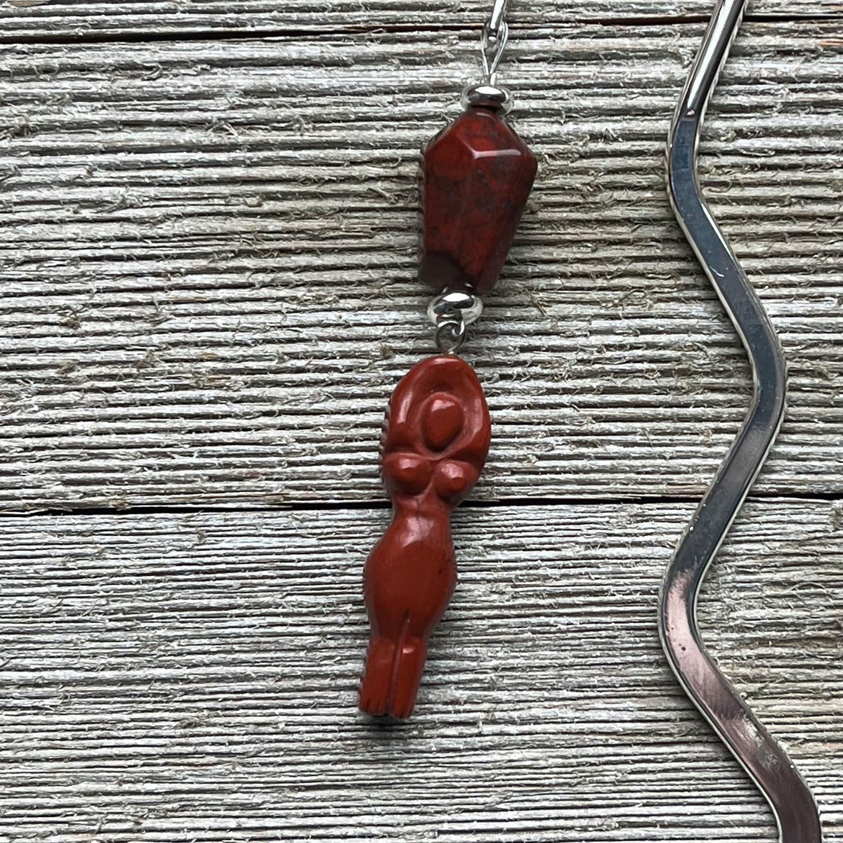 Divine Feminine Goddess Bookmark featuring Red Jasper, a carved zen aesthetic page holder that embodies woman power and enhances your reading experience.