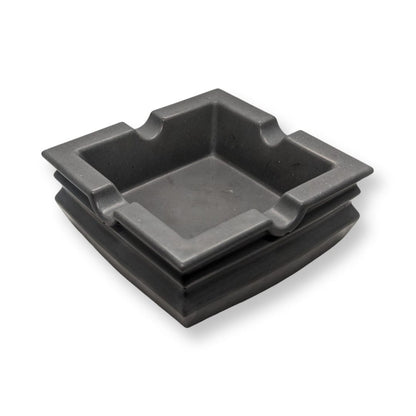 Square Concrete Cigar Ashtray | 4 Slot Cigar Rest | Large Outdoor Patio Ashtray | Modern Industrial Cement Holder | Heavy Duty Smoking Acces