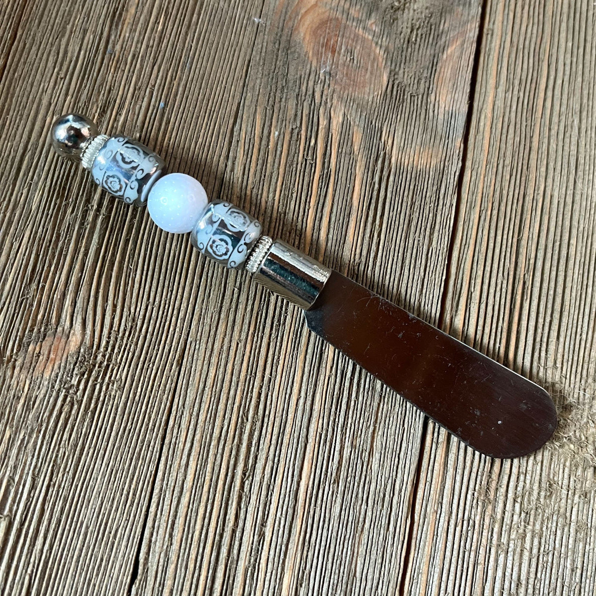 Golf Dip Knife - fun golfer gift, featuring a golf ball design and silver bead handle, perfect for charcuterie boards.