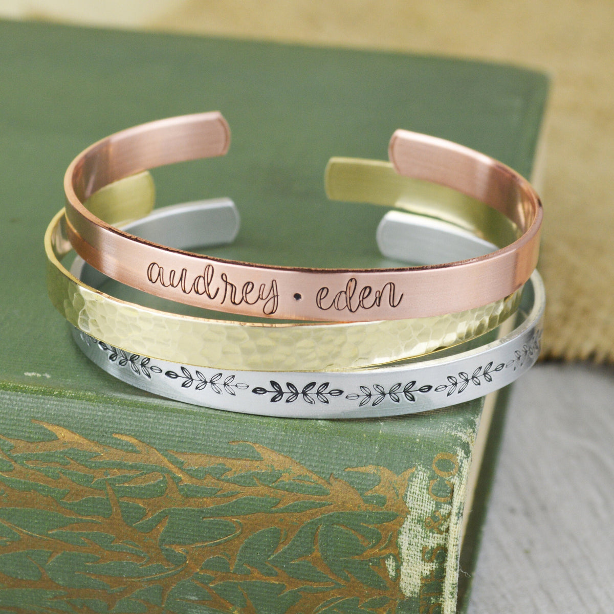 Design Your Own Custom Bracelet • Custom Kids Name Layering Cuff • Personalized Skinny Stacking Bracelet • New Mom and Grandmother Gift