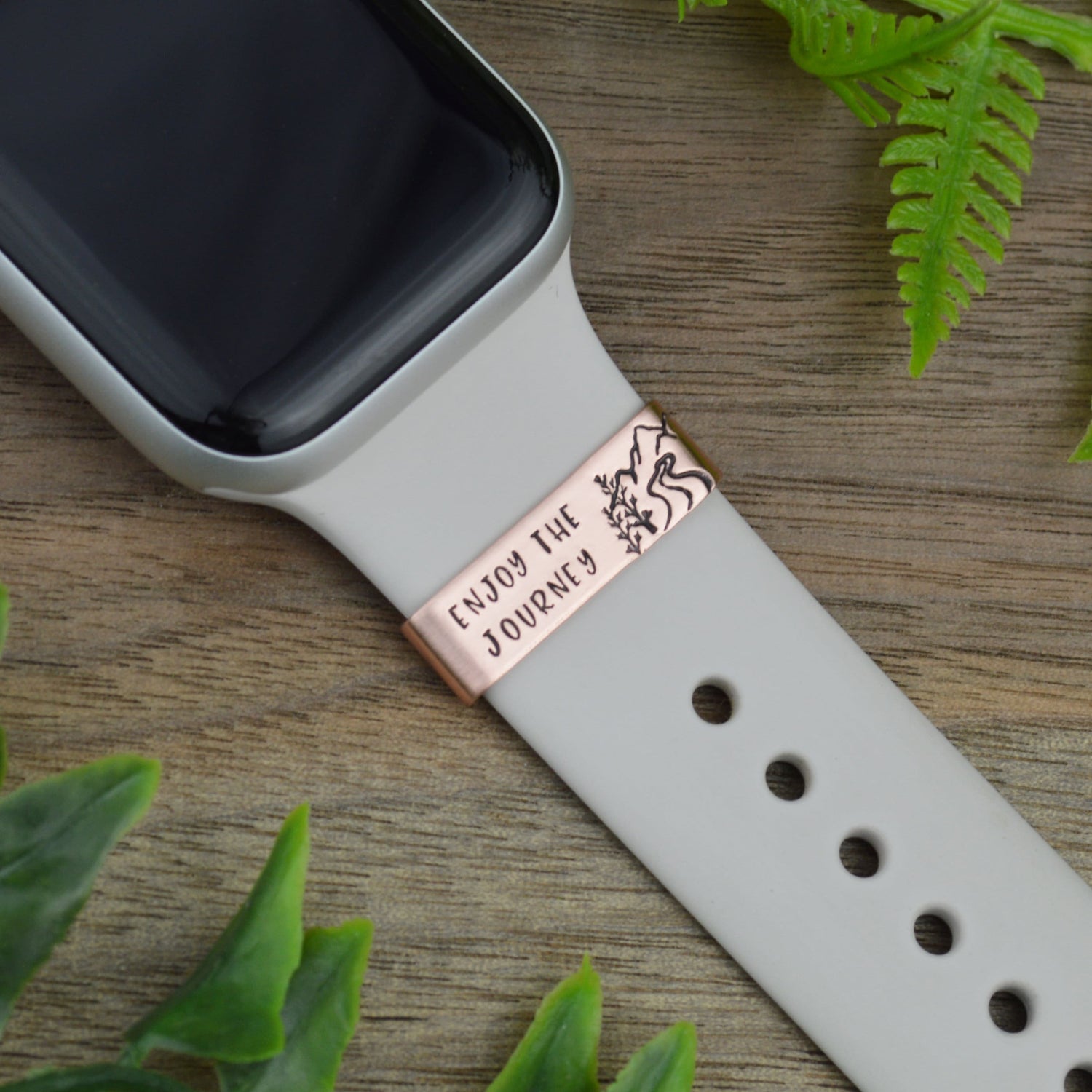 Custom Smart Watch Charm, Personalized Watch Band Charm, Hiking Travel Hand Stamped Smart Watch Band Charm or Tag, Anniversary Gift for Her