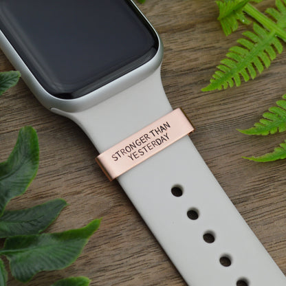 Custom Smart Watch Charm, Personalized Watch Band Charm, Runners Inspiration, Watch Band Slide Charm, Runners Jewelry, Motivational Charms