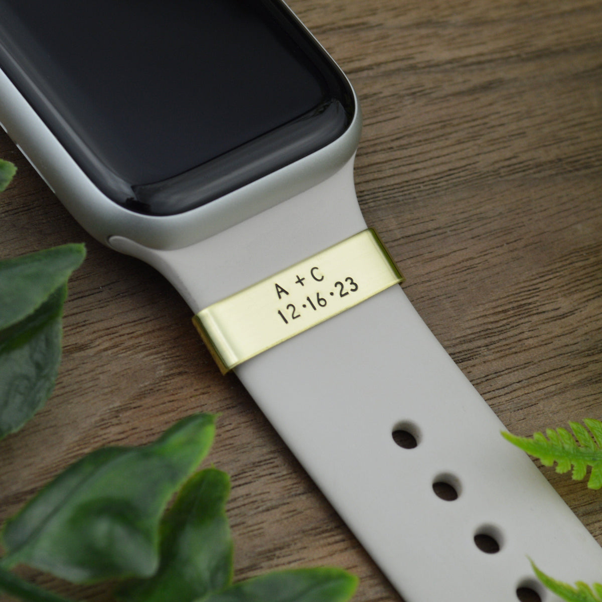 Personalized Smart Watch Band Charm: Hand Stamped Copper, Brass, or Aluminum