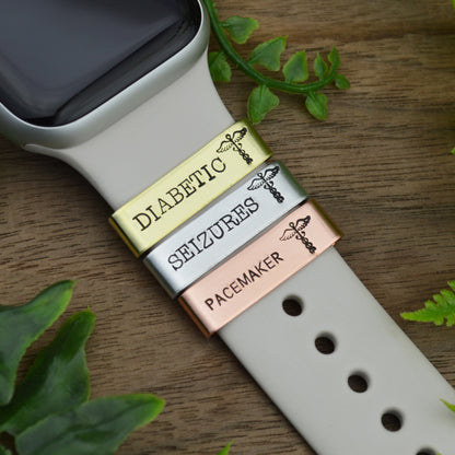 Custom Medical Alert Smart Watch Charm, Personalized Watch Band Charm, Medical ID Watch Band Slide Charm, Allergy Condition Emergency Alert