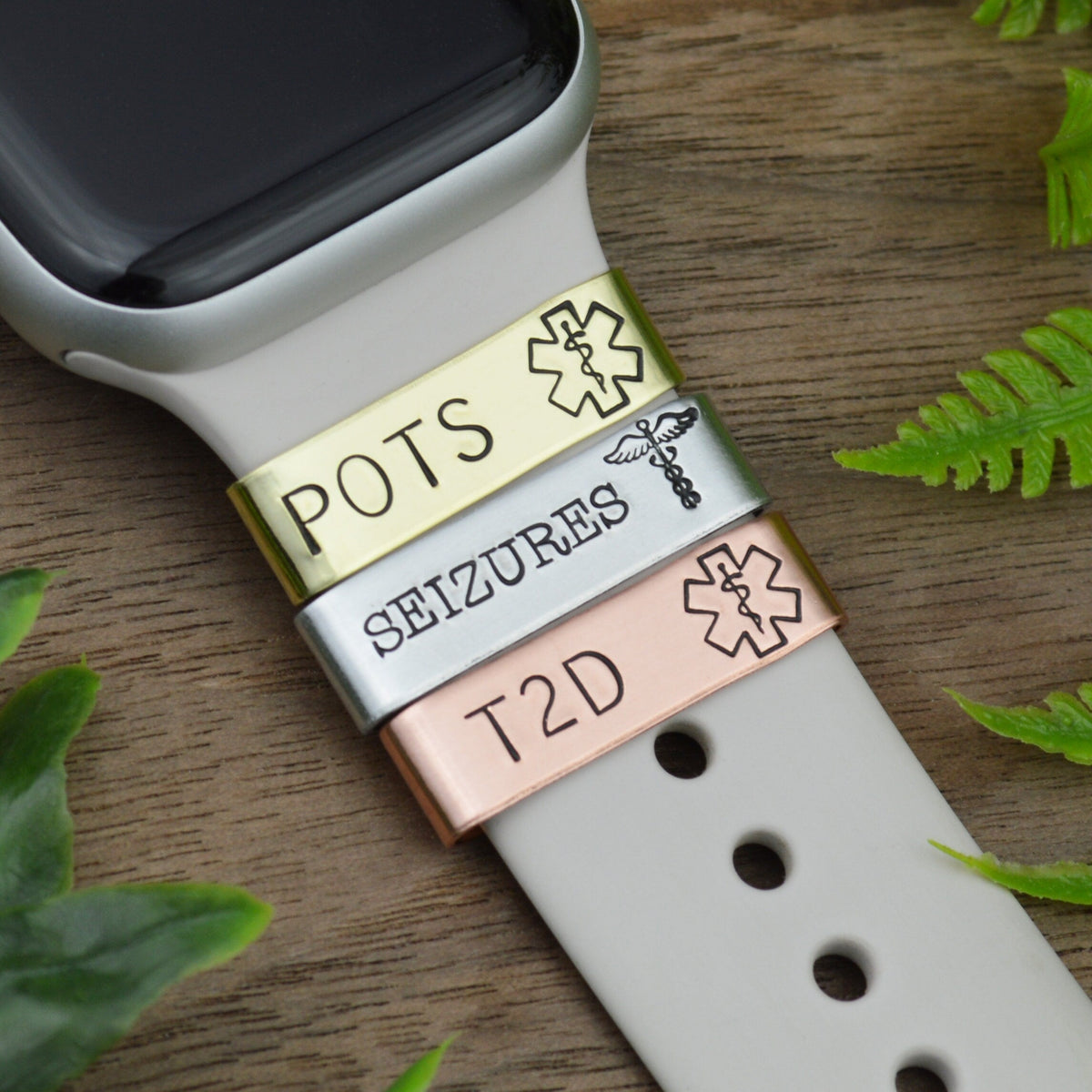 Custom Medical Alert Smart Watch Charm, Personalized Watch Band Charm, Medical ID Watch Band Slide Charm, Allergy Condition Emergency Alert