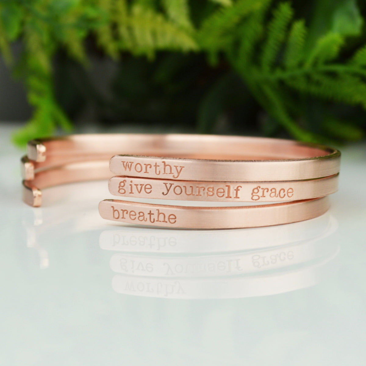 Custom Inspirational Mantra Cuff Bracelet, Personalized Choose Your Quote Cuff Bracelet Word of the Year Encouragement Jewelry