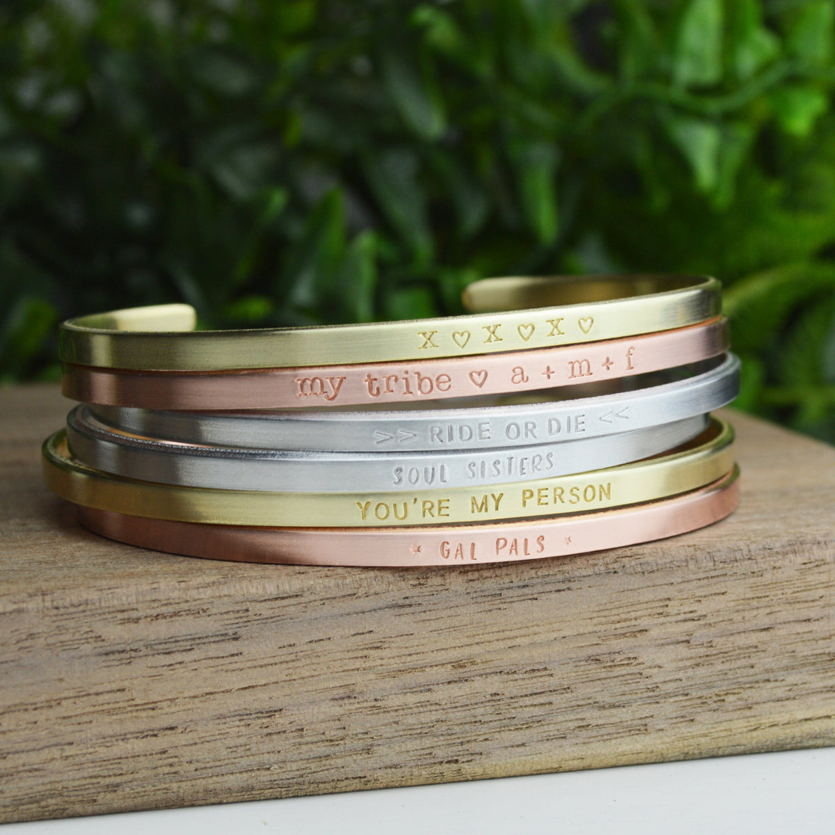 Custom Friendship Stacking Bracelet, Best Friend Going Away Gift for Her, Create Your Own Personalized Cuff Bracelet Stack