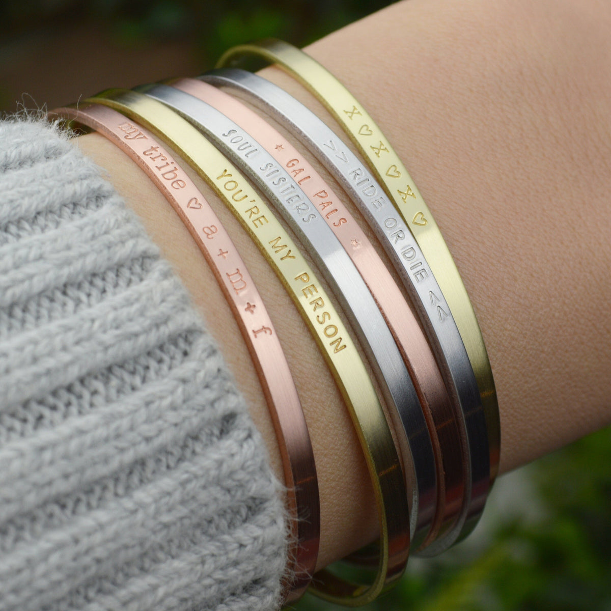 Custom Friendship Stacking Bracelet, Best Friend Going Away Gift for Her, Create Your Own Personalized Cuff Bracelet Stack