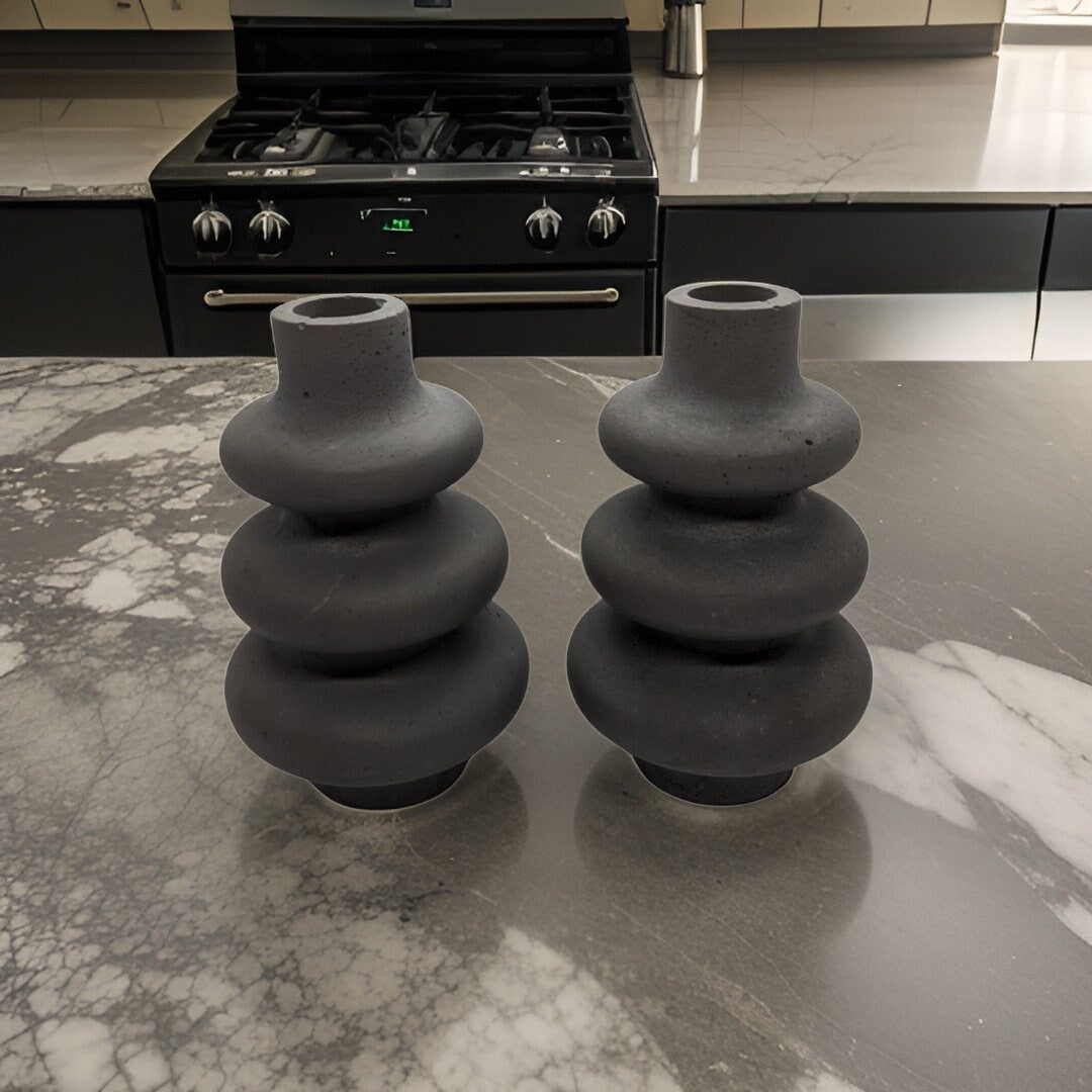 Modern Stacked Bubble Concrete Vase - Grey Geometric Nordic Home Decor - Minimalist Sculptural Bud Vase -Unique Industrial Housewarming Gift