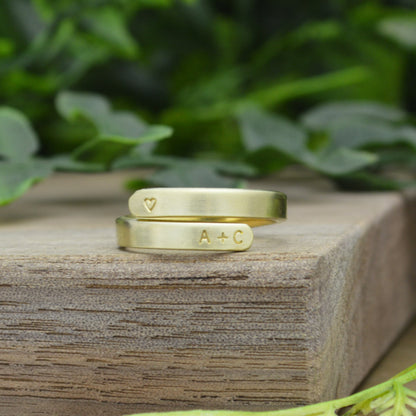 Custom Name Ring, Minimalist Hug Ring, Personalized Initials Ring, Gift for Moms, Mothers Day Gift, Gold or Rose Gold Ring