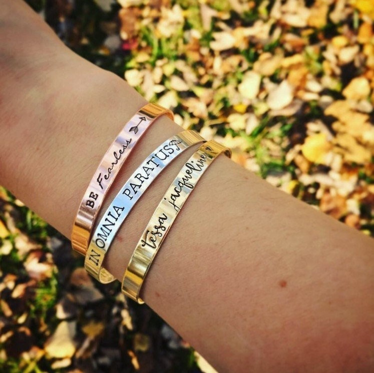 Handmade Stacking Bracelet: Personalized Mantra Jewelry Gift