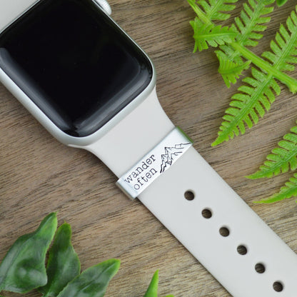 Custom Smart Watch Charm, Personalized Watch Band Charm, Hiking Travel Hand Stamped Smart Watch Band Charm or Tag, Anniversary Gift for Her