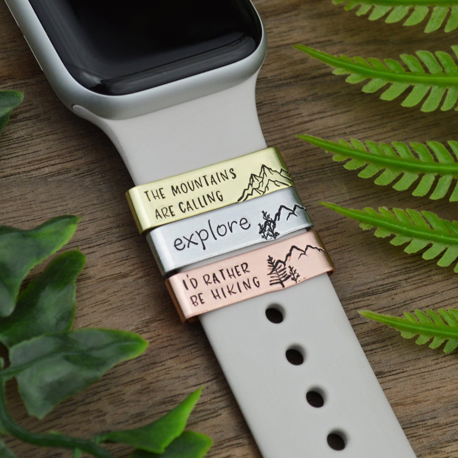 Custom Smart Watch Charm, Personalized Watch Band Charm, Hiking Travel Hand Stamped Smart Watch Band Charm or Tag, Anniversary Gift for Her